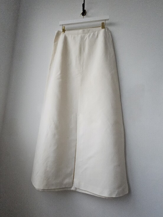 Oscar de la Renta Dresses & Skirts - Oscar Di La Renta Vtg. Cream High Waist Long Lined Middle Slit Linen Blend Skirt